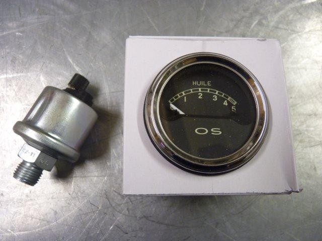 Manomètre pression huile 12v noir - pour négatif à la masse
